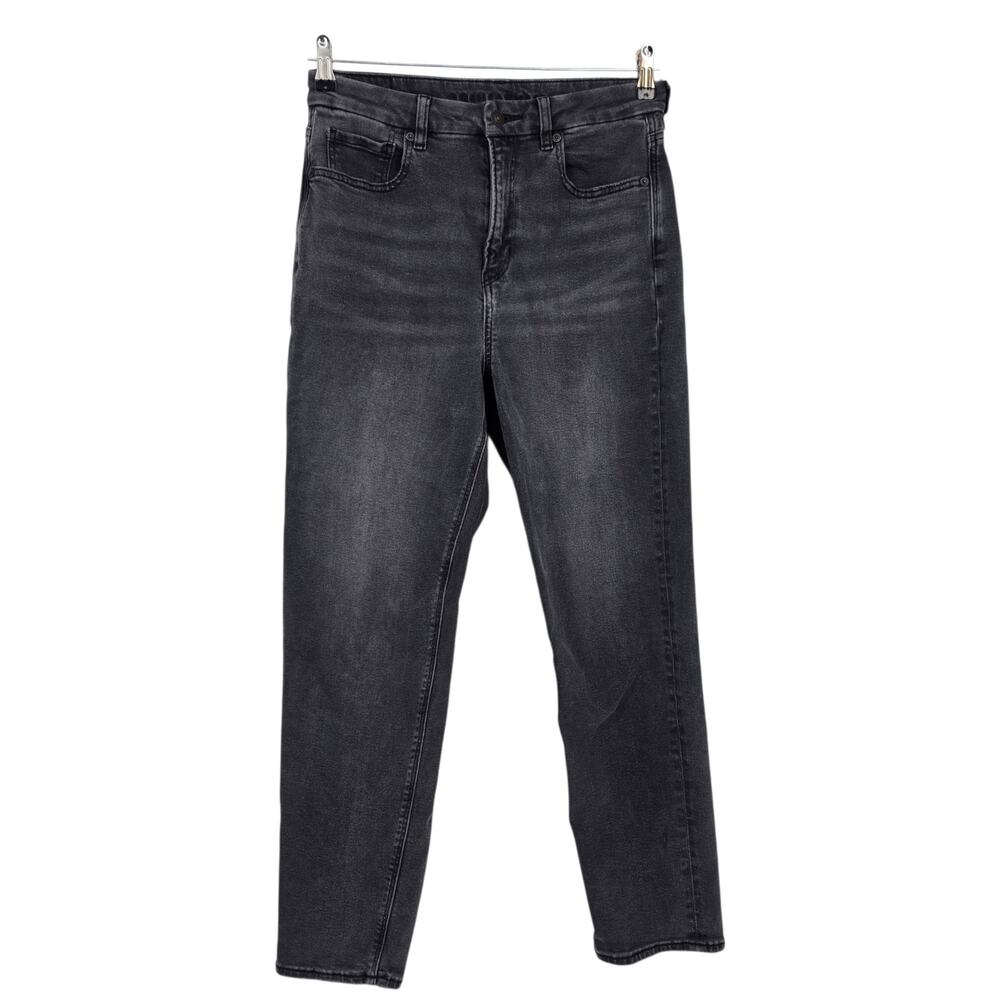 American Eagle Charcoal Black Curvy High Rise Tapered Stretch Mom Jeans Size 8
